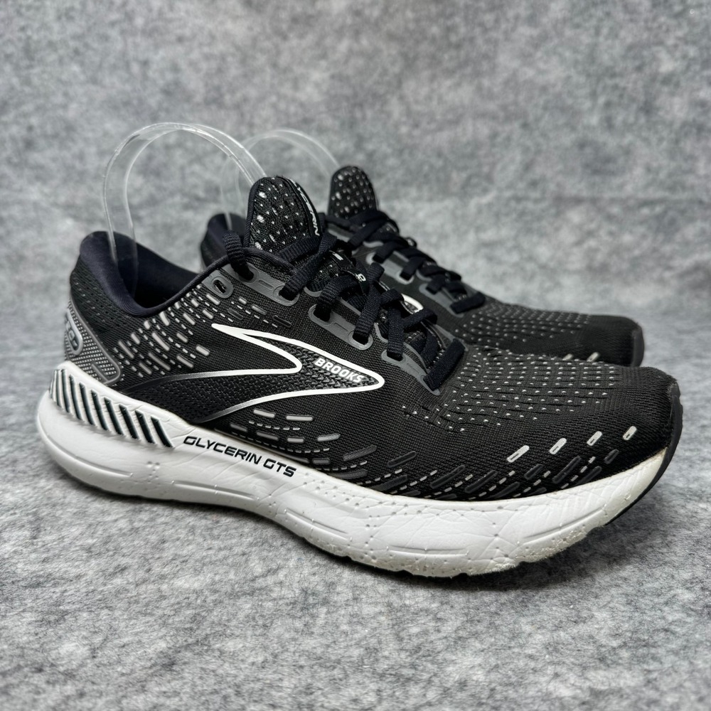 Brooks Glycerin GTS 20 Shoes Womens Size 9 Black White Road Running Sneakers